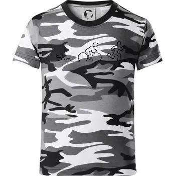 Chlapecké oblečení EKG triatlon - Dětské maskáčové triko - 134 cm/8 let ( Šedý maskáč )