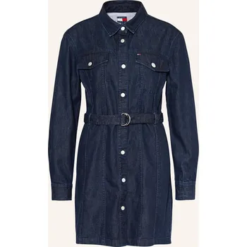 Dámské šaty Tommy Jeans Dámské Košilové Šaty Z Džínoviny, 1bk denim dark, 38
