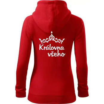 Dámská mikina Královna všeho - Dámská mikina trendy zipper s kapucí - S ( Červená )