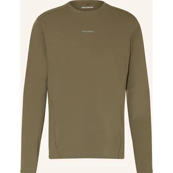 Salomon Pánské Tričko S Dlouhým Rukávem Trackline, khaki, M