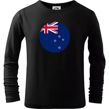 Nový Zéland - Vlajka kulatá velká - Triko dětské Long Sleeve - 146 cm/10 let ( Černá )