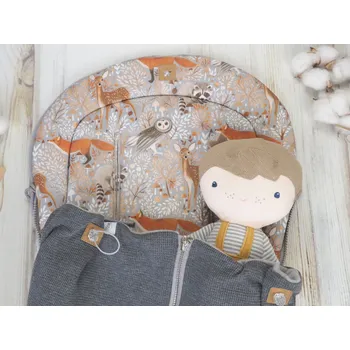 SET Podložka prodloužená (Wild Forest, šedý fleece) + vaflová deka (dark grey, šedý fleece)