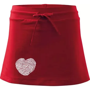 Dámská sukně Otisk prstu srdce - Sportovní sukně - two in one - XS ( Červená )
