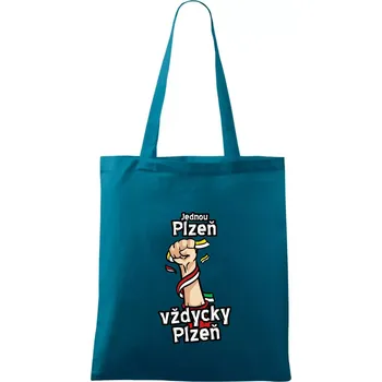 Nákupní taška Jednou Plzeň vždycky Plzeň - Taška bavlněná - 42 x 38 cm ( Petrolejová )
