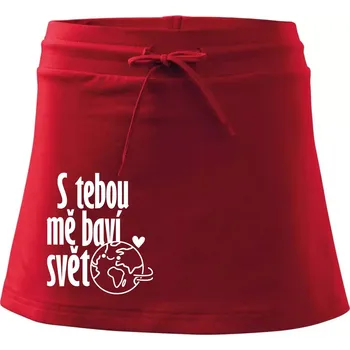 Dámská sukně S tebou mě baví svět - Sportovní sukně - two in one - M ( Červená )
