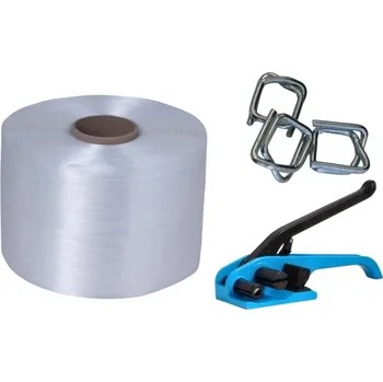 Obalový materiál Sada vázací pásky PES, drátových spon a napínače šíře 13 mm