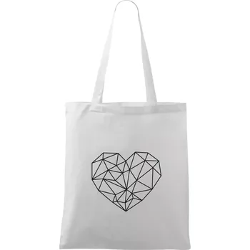 Nákupní taška Srdce geometrie - Taška bavlněná - 42 x 38 cm ( Bílá )