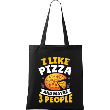 Nákupní taška I like pizza and maybe 3 people - Taška bavlněná - 42 x 38 cm ( Černá )