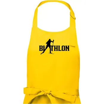 Kuchyňská zástěra Biathlon nápis - Pánská zástěra na vaření - Univerzální velikost ( Žlutá )