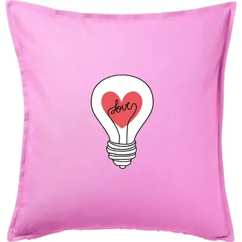 Polštář Love žárovka rozum - Polštář 50x50 - 50x50 - Včetně výplně ( Růžová )