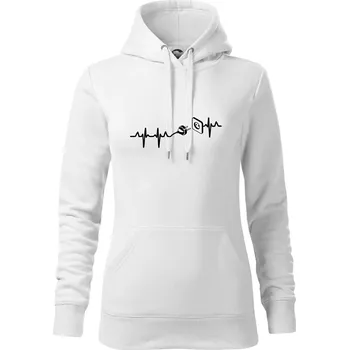 Dámská mikina EKG elektrikář - Mikina dámská Cape s kapucí - XL ( Bílá )