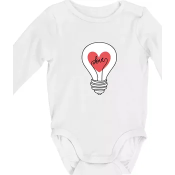 Love žárovka rozum - Body kojenecké s dlouhým rukávem - Dlouhý r. 3-6 měs ( Bílá )