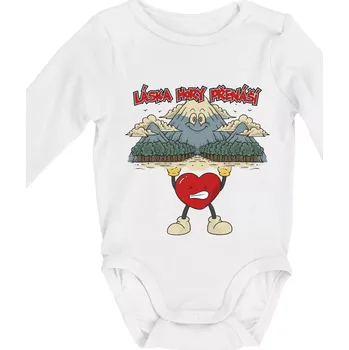 Láska hory přenáší - Body kojenecké s dlouhým rukávem - Dlouhý r. 3-6 měs ( Bílá )