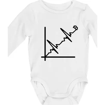 EKG graf bitcoin - Body kojenecké s dlouhým rukávem - Dlouhý r. do 3 měs ( Bílá )