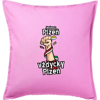 Polštář Jednou Plzeň vždycky Plzeň - Polštář 50x50 - 50x50 - Pouze potah ( Růžová )