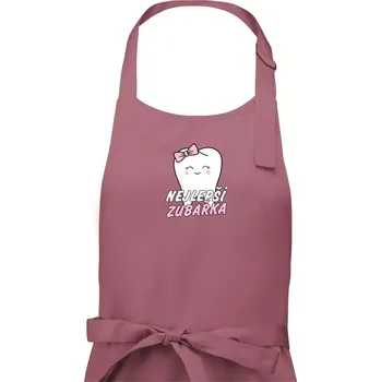 Kuchyňská zástěra Nejlepší zubařka - Dámská zástěra na vaření - Univerzální velikost ( Starorůžová )