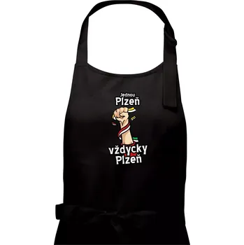 Kuchyňská zástěra Jednou Plzeň vždycky Plzeň - Dámská zástěra na vaření - Univerzální velikost ( Černá )