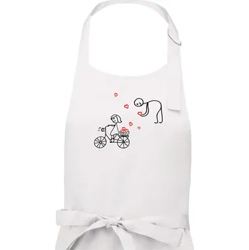 Kuchyňská zástěra Láska kolo - Pánská zástěra na vaření - Univerzální velikost ( Bílá )
