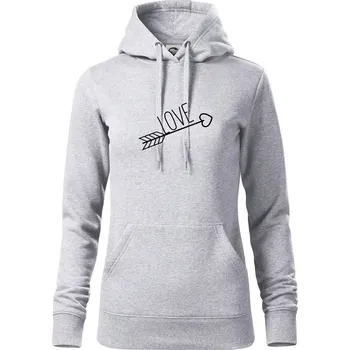 Dámská mikina Love šíp - Mikina dámská Cape s kapucí - L ( Světlešedý Melír )