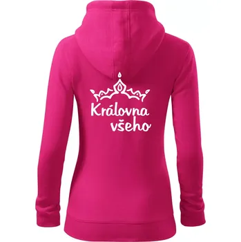 Dámská mikina Královna všeho - Dámská mikina trendy zipper s kapucí - M ( Purpurová )