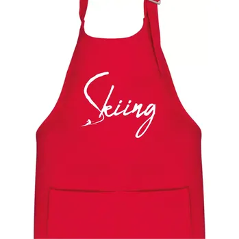 Kuchyňská zástěra Skiing nápis lyžař - Dětská zástěra na vaření - Univerzální velikost ( Červená )