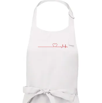 Kuchyňská zástěra Poker EKG srdce červené - Dámská zástěra na vaření - Univerzální velikost ( Bílá )