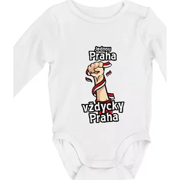 Jednou Praha vždycky Praha - Body kojenecké s dlouhým rukávem - Dlouhý r. do 3 měs ( Bílá )