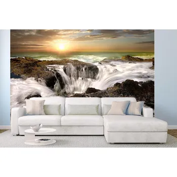 Fototapeta DIMEX | Samolepicí vliesová fototapeta na zeď Oregonské pobřeží MA-5-3155 | 375 x 250 cm | zelená, bílá, šedá + Samolepicí vliesová fototapeta na stěnu DIMEX Oregonské pobřeží MA53155 v rozměru 375 x 250 cm