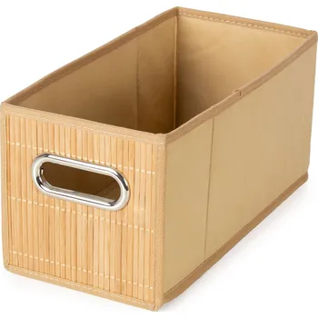 Sada koupelnových doplňků Compactor úložný košík ANJI - S, bambusový s látkou, 31 x 15 x 15 cm, přírodní