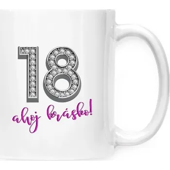 Hrnek malý bílý s potiskem 18. narozeniny diamanty ahoj krásko