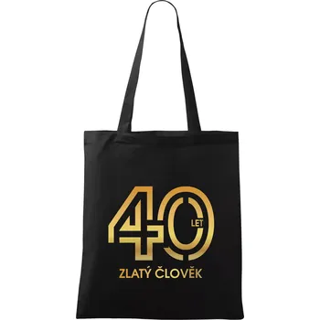 40 let zlatý člověk - Taška bavlněná - 42 x 38 cm ( Černá )
