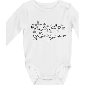 Kojenecký body Šumava - Vdechni Šumavu - Body kojenecké s dlouhým rukávem - Dlouhý r. do 3 měs ( Bílá )