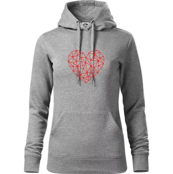 Dámská mikina Srdce síť - Mikina dámská Cape s kapucí - L ( Tmavě šedý melír )