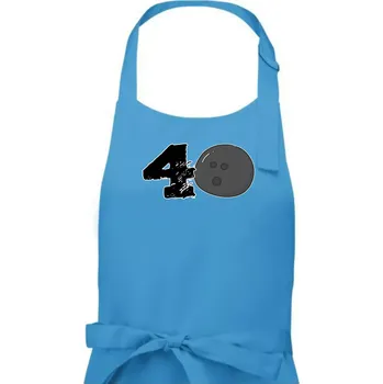 Kuchyňská zástěra Bowling kulaté narozeniny 40 - Pánská zástěra na vaření - Univerzální velikost ( Světlý tyrkys )