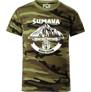 Šumava křížem krážem - Dětské maskáčové triko - 104-110cm / 3-4 roky ( Zelený maskáč )