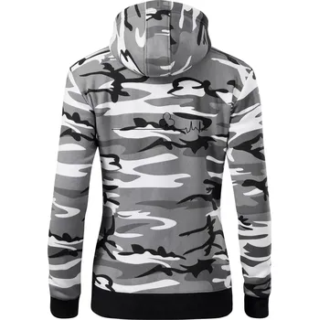 Dámská mikina Poker EKG žaludy trefy - Dámská mikina trendy zipper s kapucí - S ( Šedý maskáč )