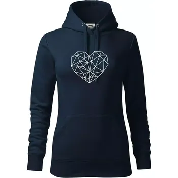 Dámská mikina Srdce geometrie - Mikina dámská Cape s kapucí - XL ( Námořní modrá (velmi tmavá - téměř černá) )