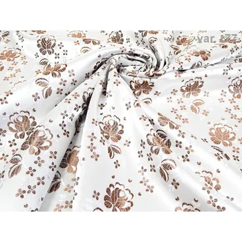 HEDVA ČESKÝ BROKÁT Ondrin 160 krojový brokát KVĚT POMNĚNKY ecru | R77