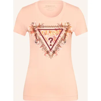 Dámské oblečení Guess Dámské Tričko S Ozdobnými Kamínky, tmavě oranžová, 40