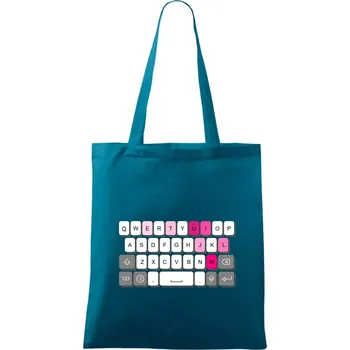 Klávesnice miluju tě - Taška bavlněná - 42 x 38 cm ( Petrolejová )
