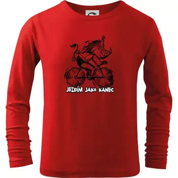 Chlapecké tričko Jezdím jako kanec - Triko dětské Long Sleeve - 122 cm/6 let ( Červená )