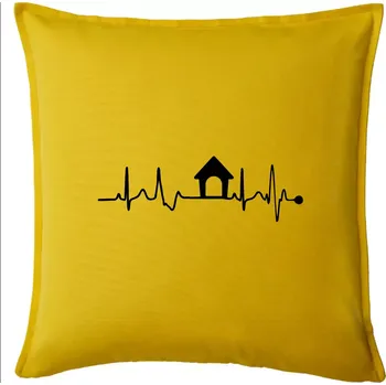Polštář Ekg psí bouda - Polštář 50x50 - 50x50 - Pouze potah ( Žlutá )