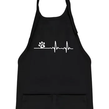 Kuchyňská zástěra Veterinář EKG - Dětská zástěra na vaření - Univerzální velikost ( Černá )