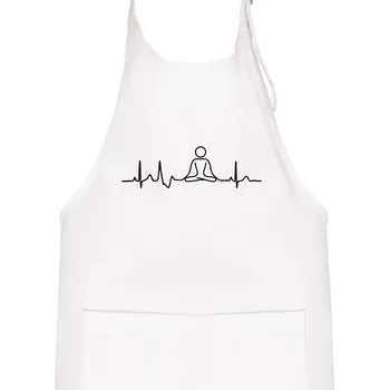 Kuchyňská zástěra Ekg yoga - Dětská zástěra na vaření - Univerzální velikost ( Bílá )