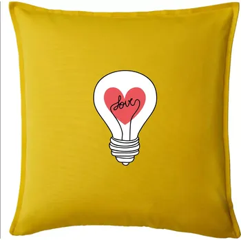 Polštář Love žárovka rozum - Polštář 50x50 - 50x50 - Pouze potah ( Žlutá )