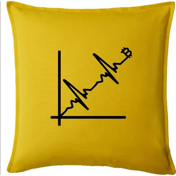 Polštář EKG graf bitcoin - Polštář 50x50 - 50x50 - Pouze potah ( Žlutá )