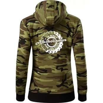 Dámská mikina Alkoholismus pivo - Dámská mikina trendy zipper s kapucí - XS ( Zelený maskáč )
