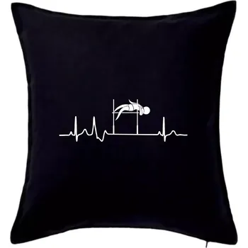 Polštář EKG skok do výšky - Polštář 50x50 - 50x50 - Pouze potah ( Černá )