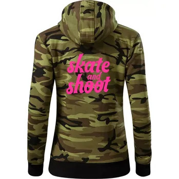 Dámská mikina Biatlon skate and shoot růžová - Dámská mikina trendy zipper s kapucí - S ( Zelený maskáč )