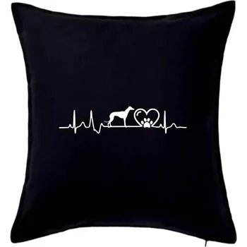 Polštář Chrt - Ekg - Polštář 50x50 - 50x50 - Pouze potah ( Černá )